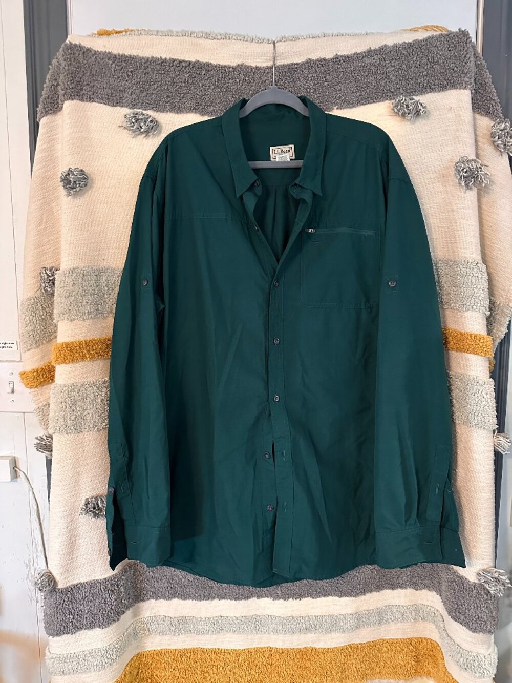 L.L. Bean Men’s Tropicwear Long Sleeve Trail Shirt Forest Green - XXL